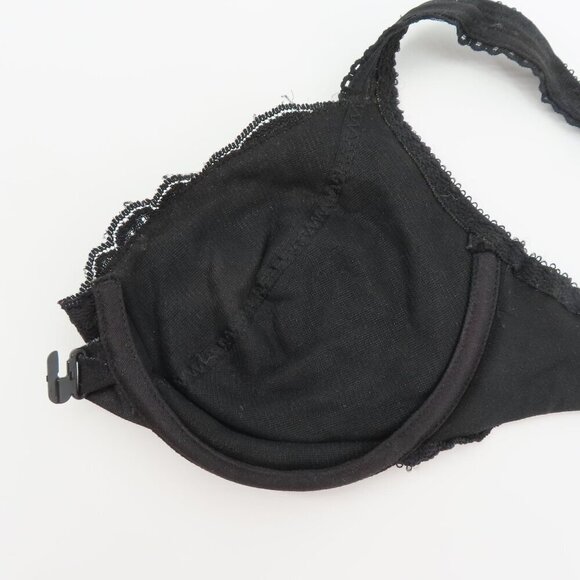 Vintage Bill Blass 34C Bra Front Closure Solid Black Lace Trim Lined Underwire - Picture 7 of 12